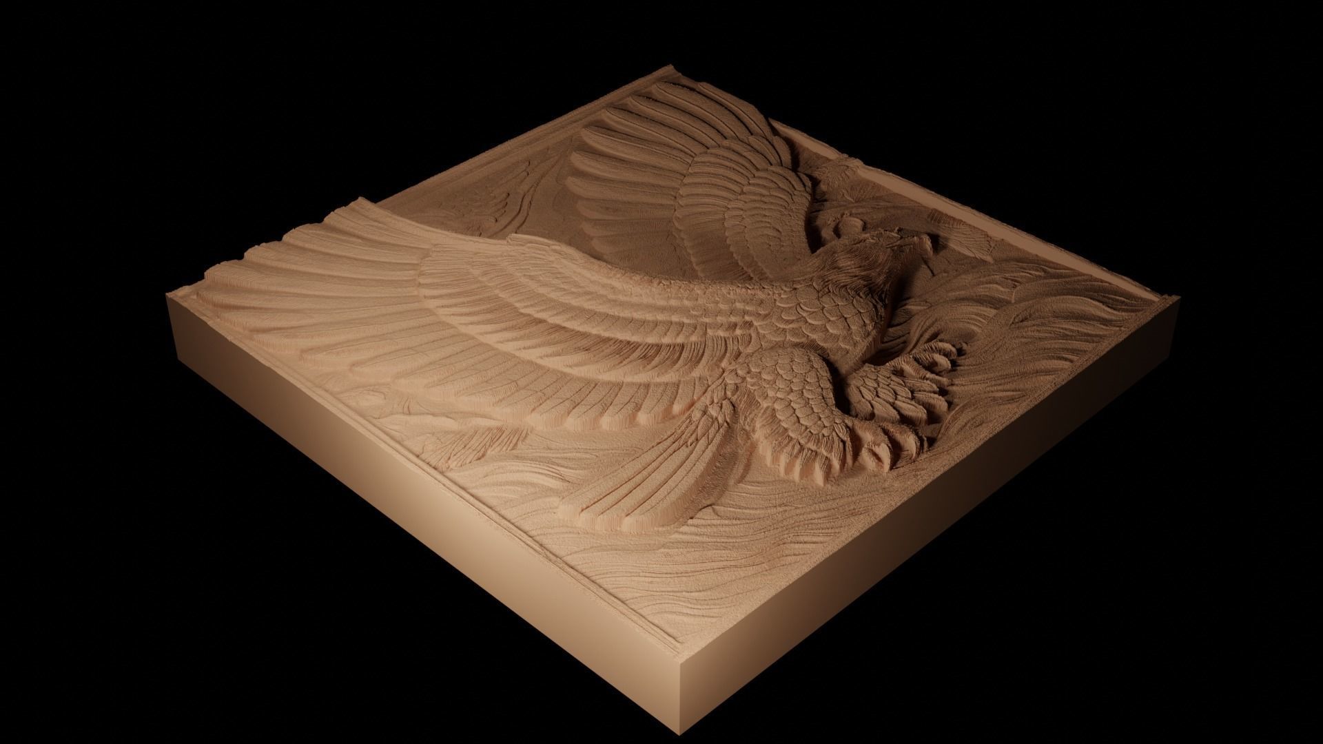 Eagle in Flight CNC 3d Print High Relief Sand Casting 3D print model_2