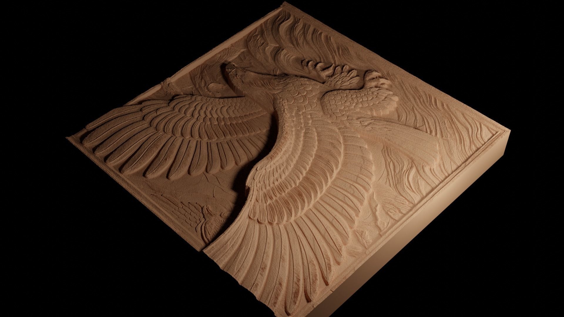 Eagle in Flight CNC 3d Print High Relief Sand Casting 3D print model_4