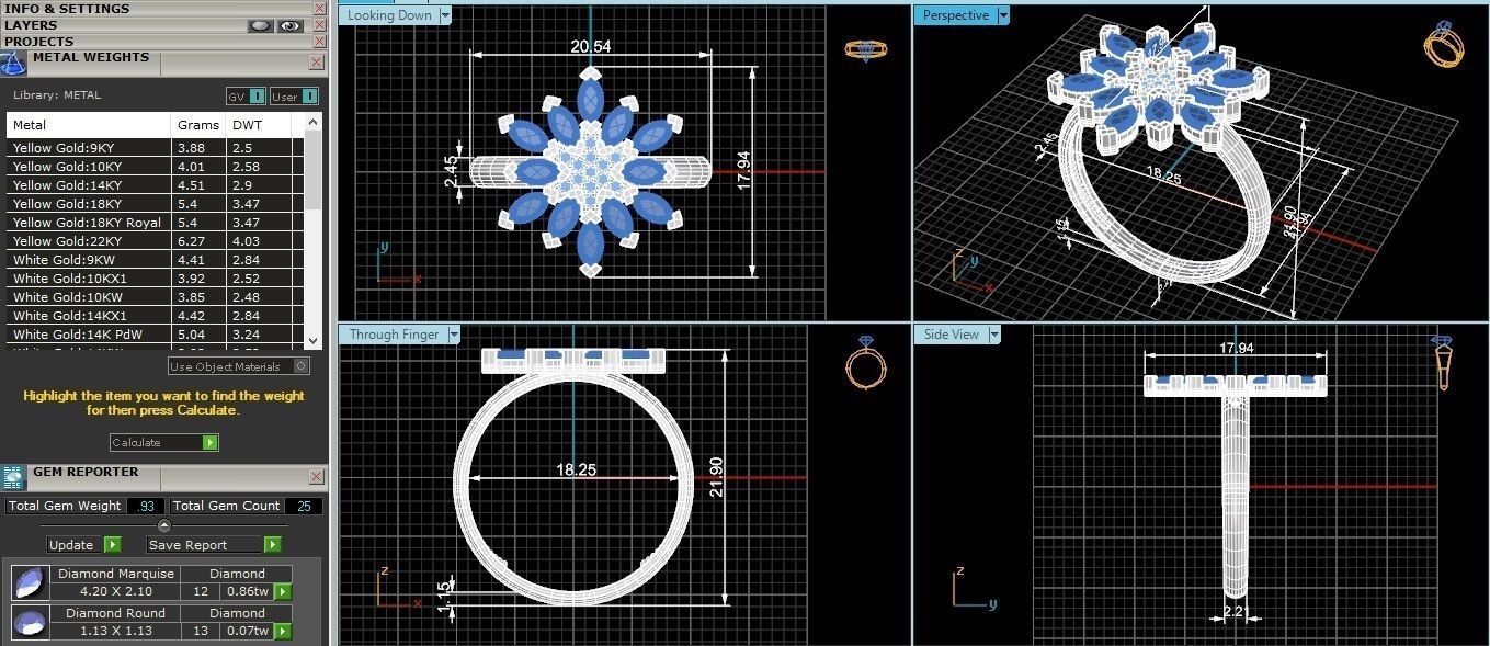 Sapphire Flower High Jewelry Cocktail Ring 3dm stl renders 3D print model_3