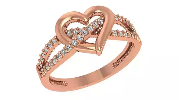 Heart Love Valentine High Jewelry Cocktail Ring 3dm stl renders