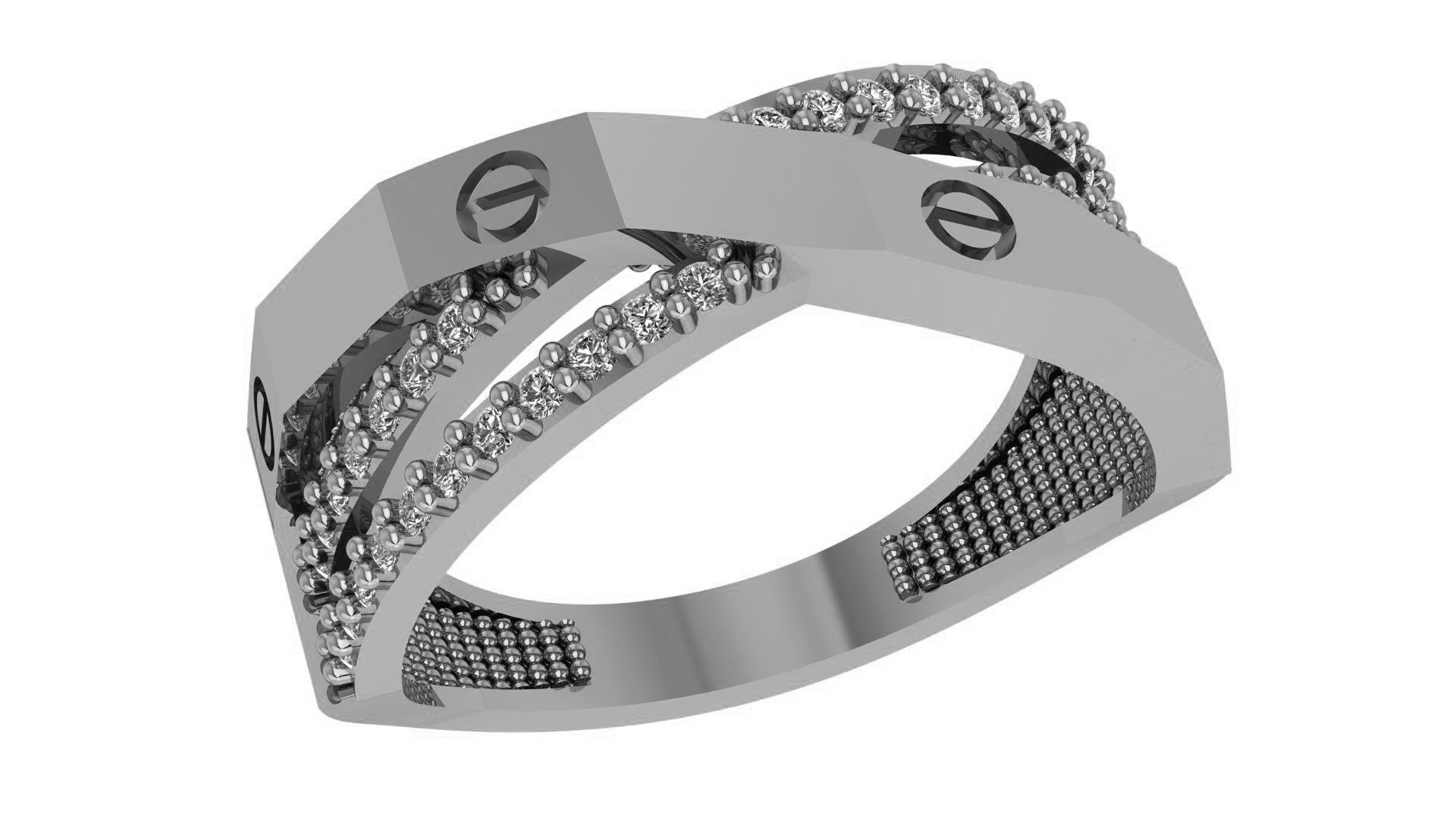 Screw Head on Wire Band Ring renders 3dm stl details 3D print model_2