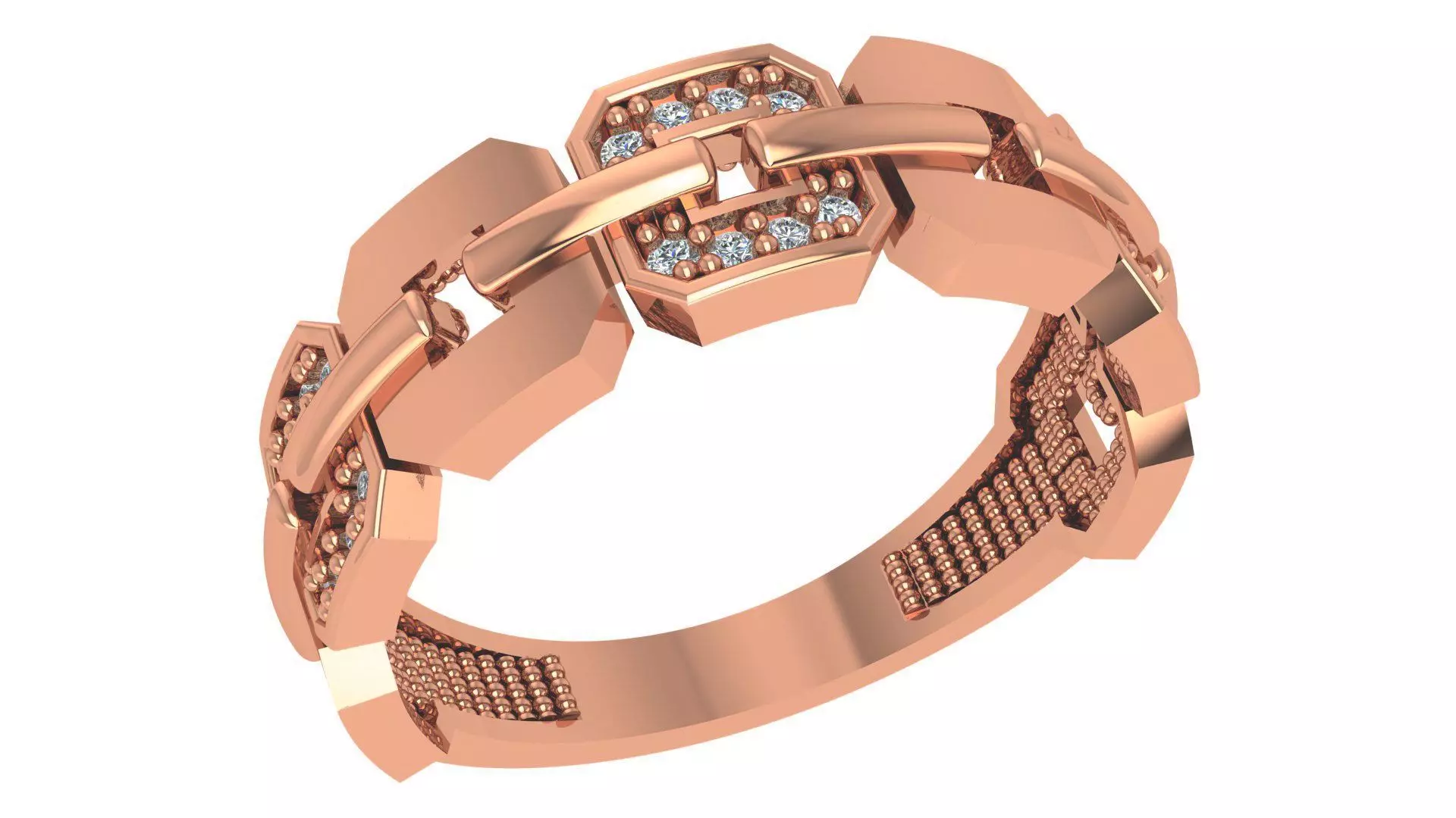 Chain Link High Jewelry Cocktail Ring 3dm stl renders details 3D print model