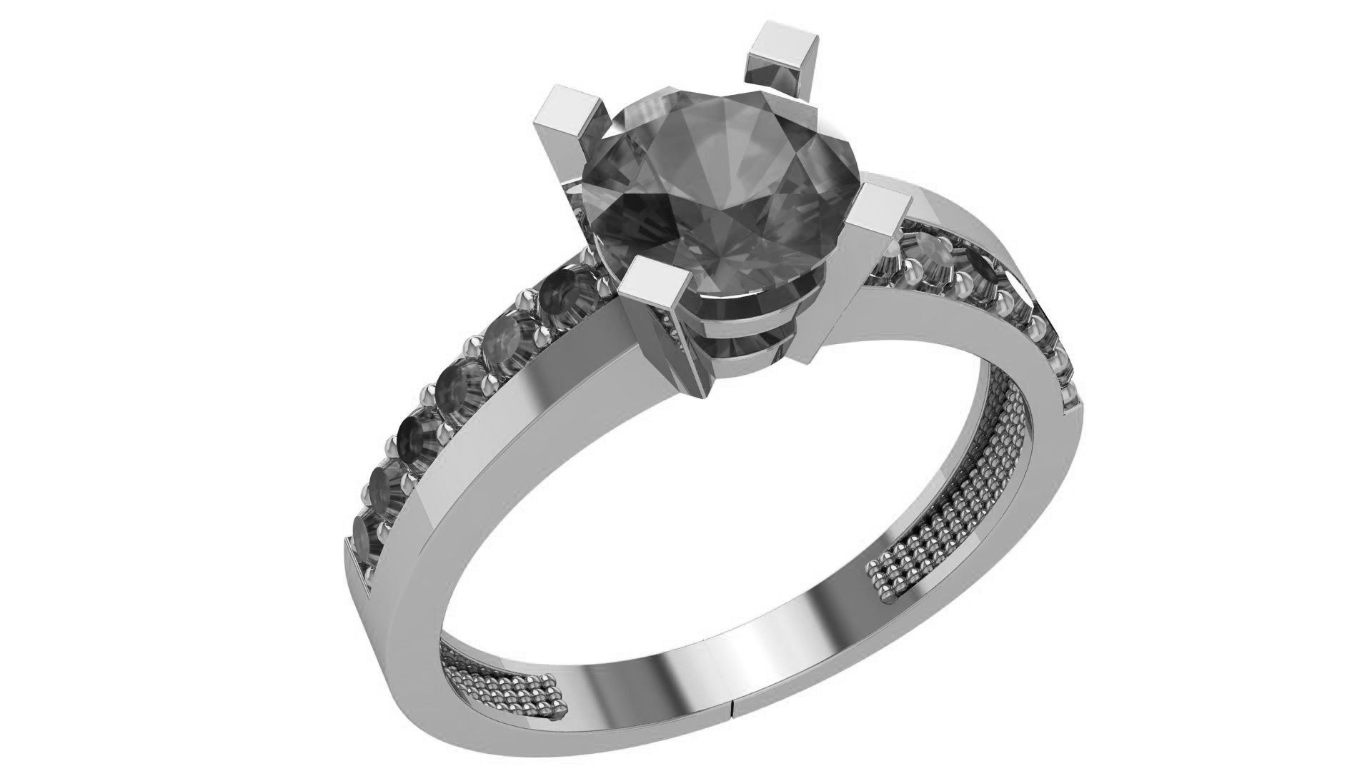 Ruby Solitaire Ring 3dm stl renders details 3D print model_2