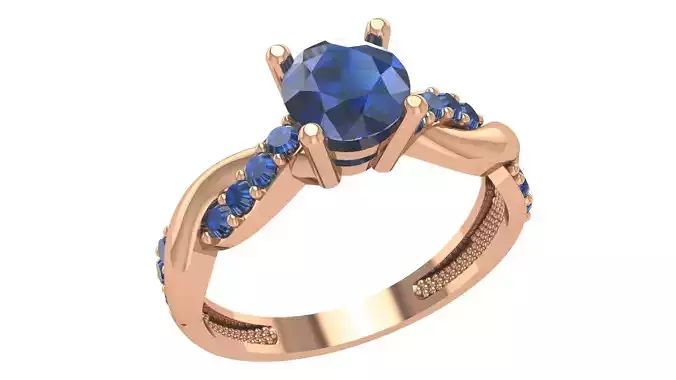 Sapphire Solitaire High Jewelry Cocktail Ring 3dm stl renders 