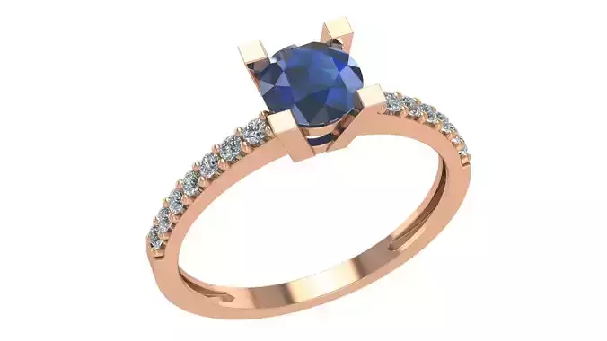 Sapphire Solitaire High Jewelry Cocktail Ring 3dm stl renders 