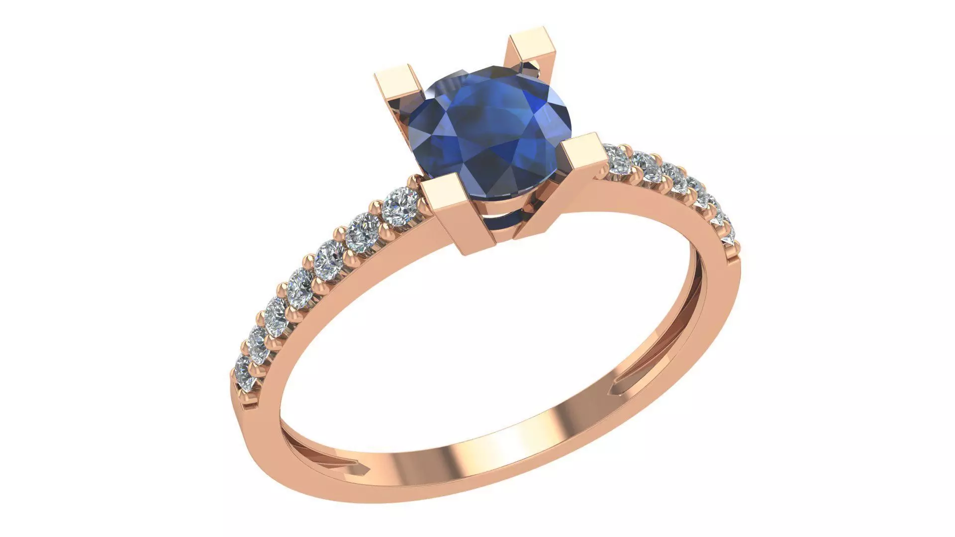 Sapphire Solitaire High Jewelry Cocktail Ring 3dm stl renders 3D print model