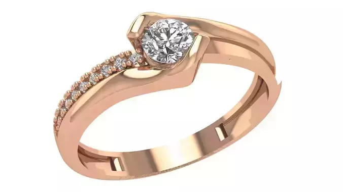 Solitaire Ring 3dm stl renders details 