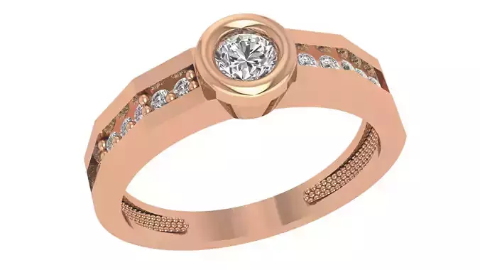 Solitaire Ring 3dm stl renders details 