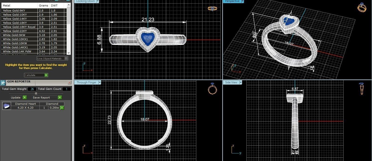 Ruby Heart Solitaire Diamond Light wt minimalist Ring 3dm stl 3D print model_3