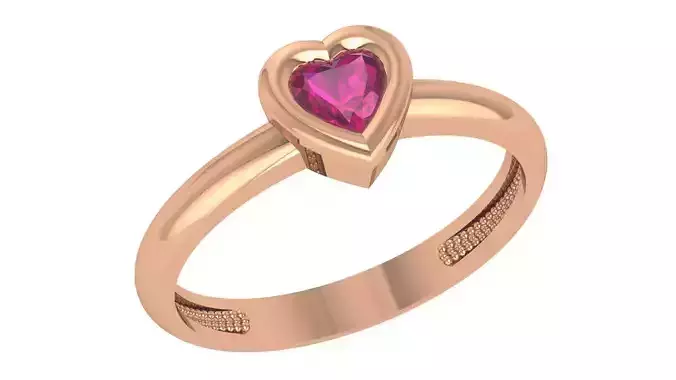 Ruby Heart Solitaire Diamond Light wt minimalist Ring 3dm stl 3D print model