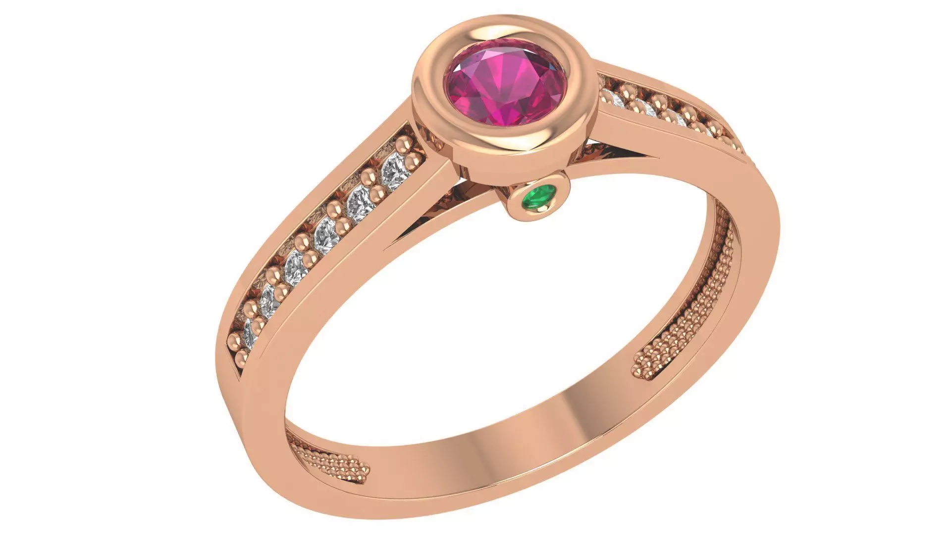 Ruby Solitaire Diamond Ring 3dm stl renders details 3D print model_0