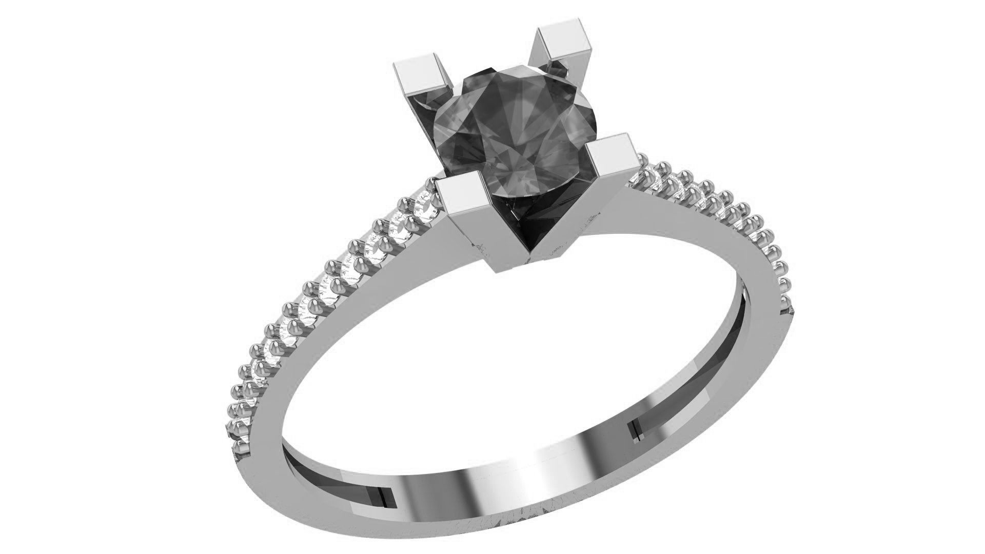 Ruby Solitaire Diamond  Ring 3dm stl renders details  3D print model_2