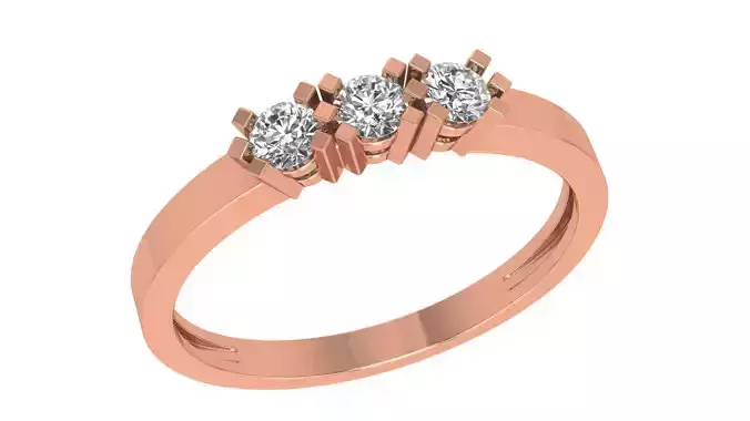 Trio Solitaire Light wt minimalist Ring 3dm stl renders 3D print model