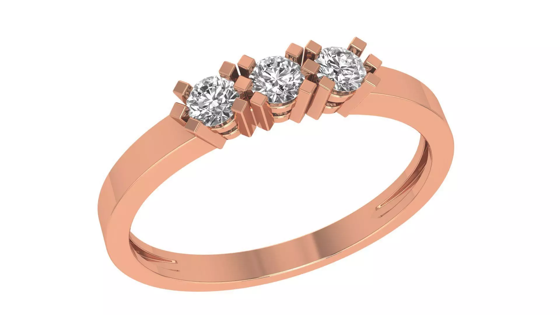 Trio Solitaire Light wt minimalist Ring 3dm stl renders 3D print model_0