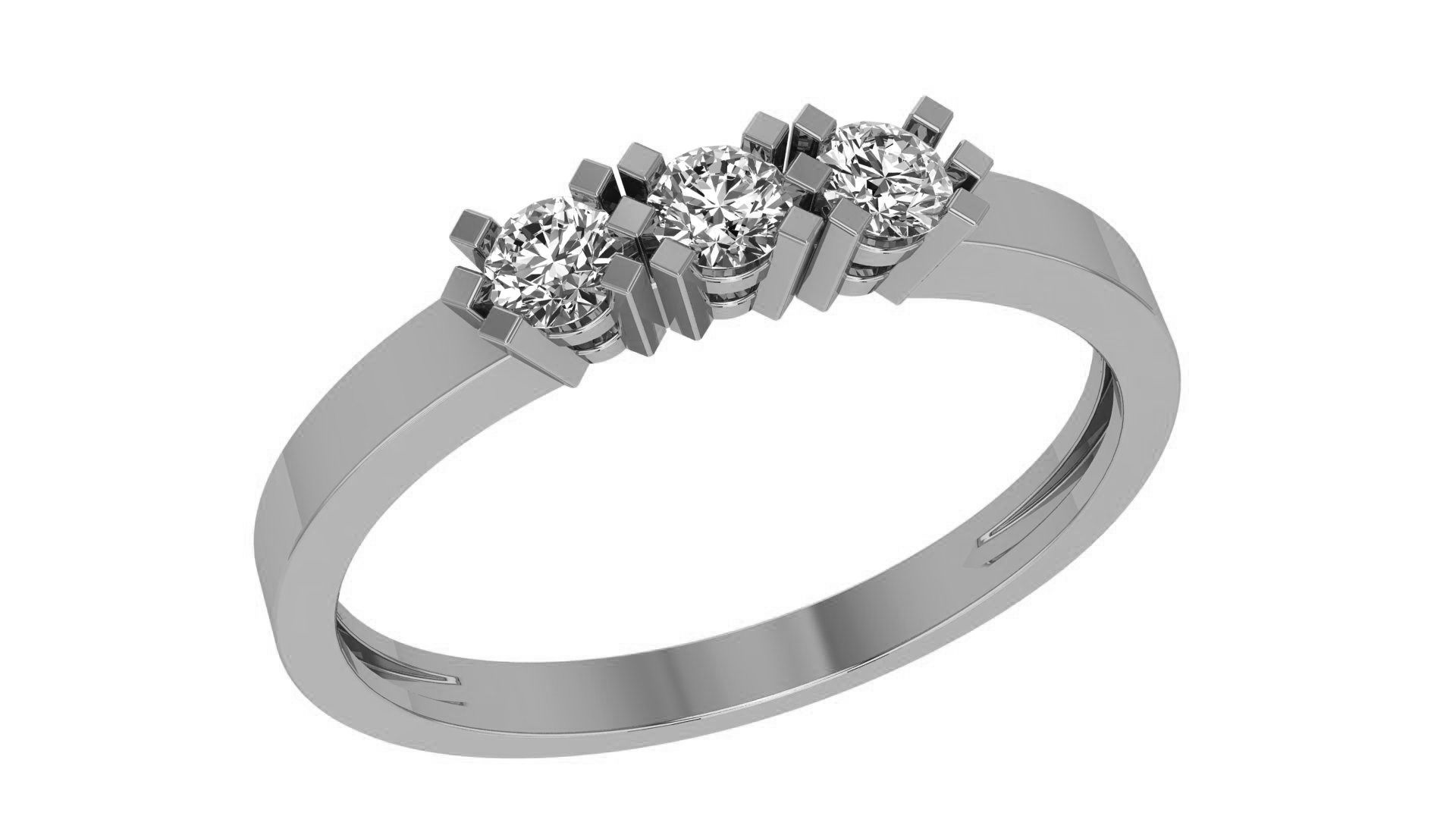 Trio Solitaire Light wt minimalist Ring 3dm stl renders 3D print model_2