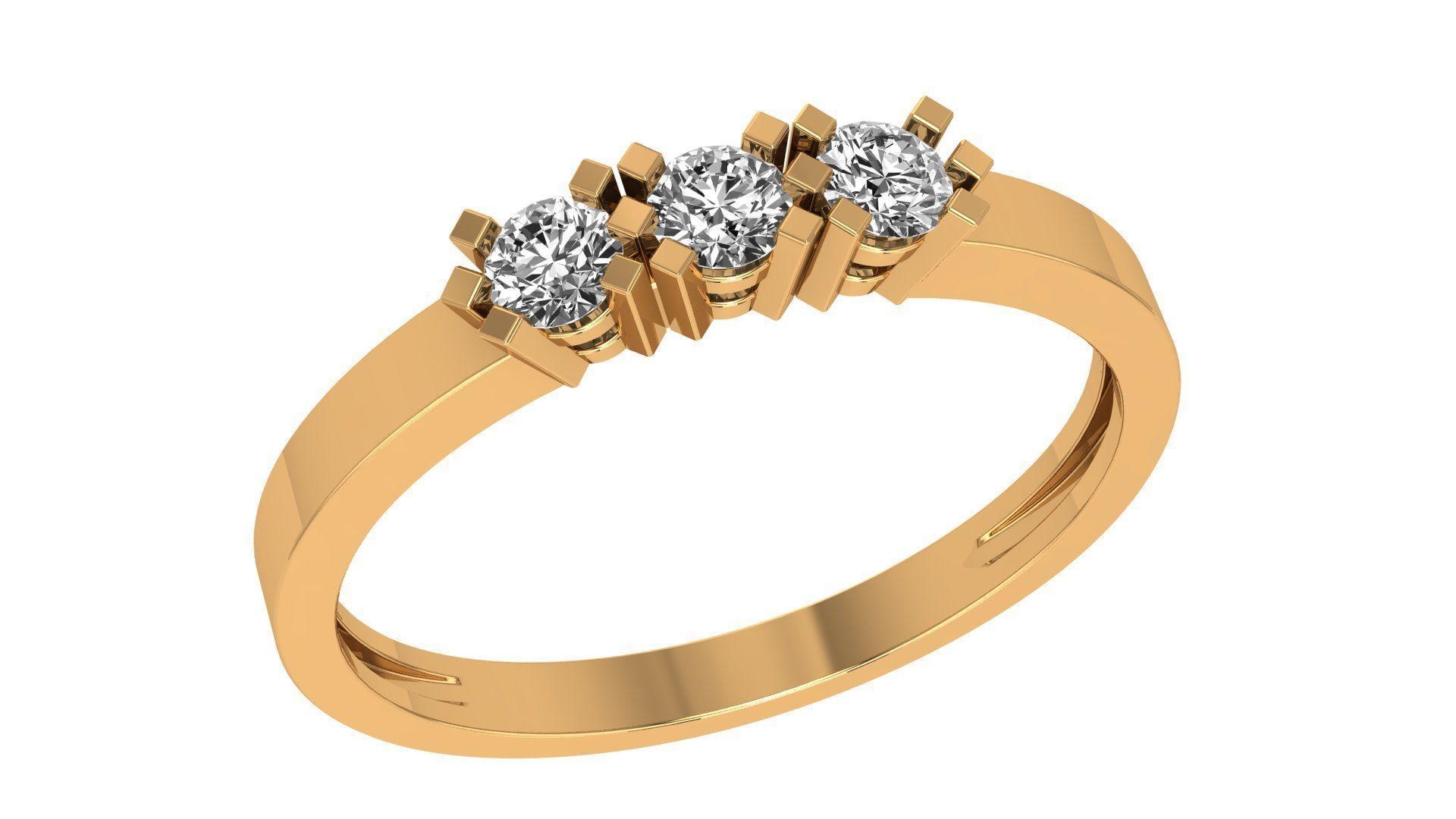 Trio Solitaire Light wt minimalist Ring 3dm stl renders 3D print model_1