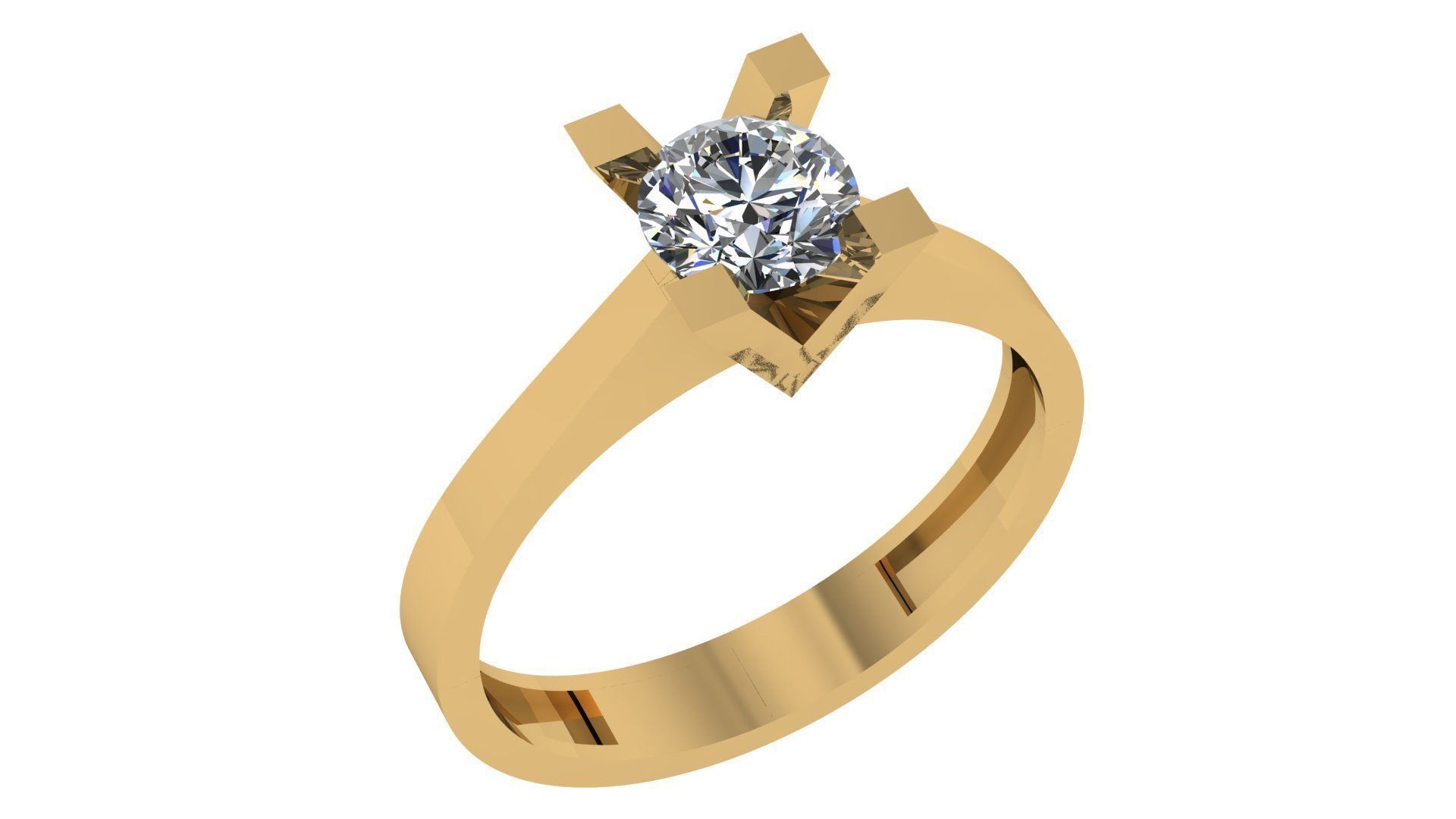 Solitaire Diamond Ring 3dm stl renders details 3D print model_1