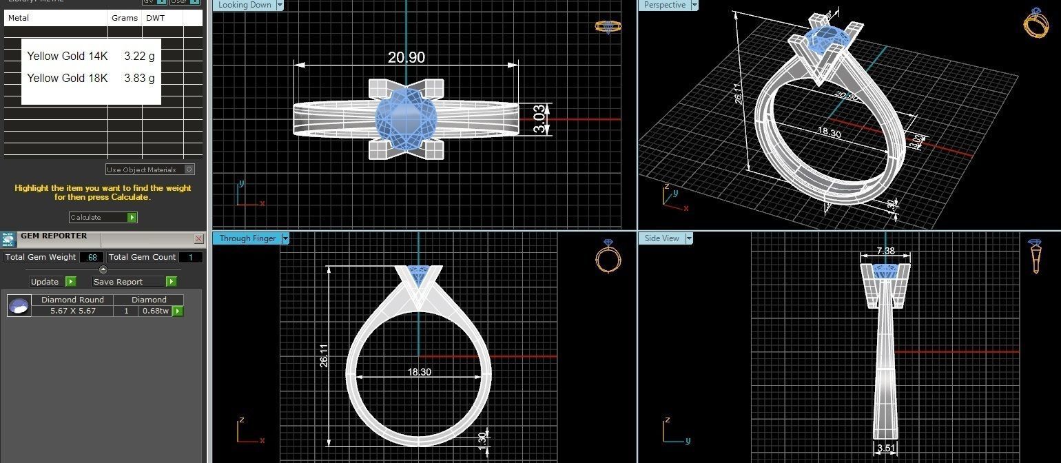 Solitaire Diamond Ring 3dm stl renders details 3D print model_3