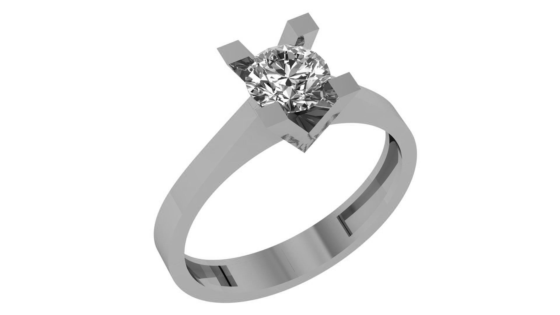 Solitaire Diamond Ring 3dm stl renders details 3D print model_2