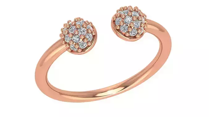 Bi Head Balls Light wt minimalist Ring 3dm stl renders