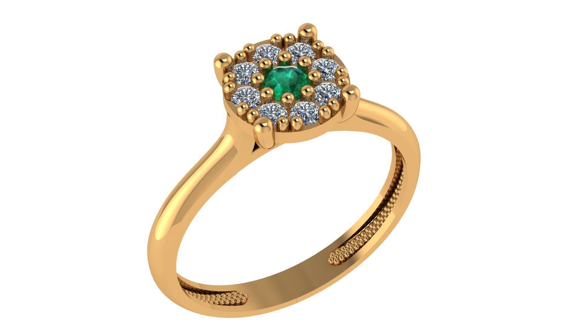 Emerald Solitaire Light wt minimalist Ring 3dm stl renders 3D print model_1