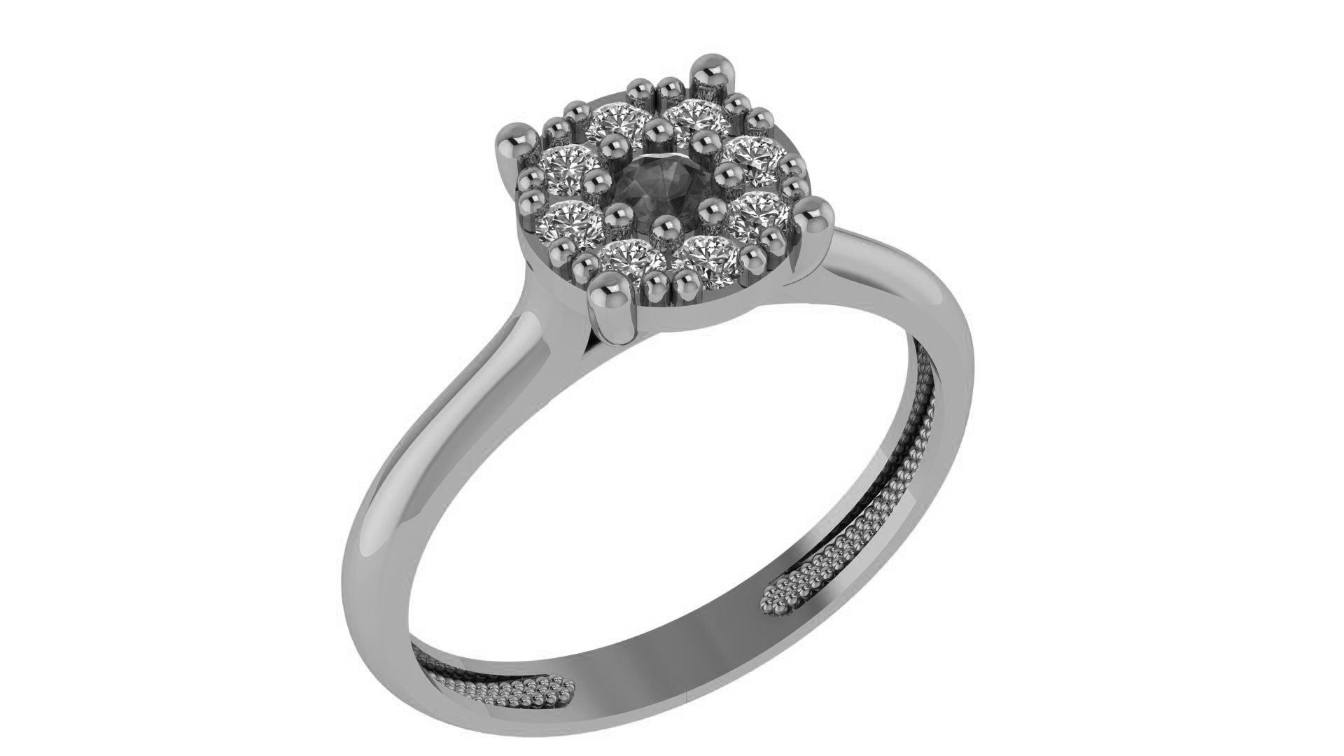 Emerald Solitaire Light wt minimalist Ring 3dm stl renders 3D print model_2