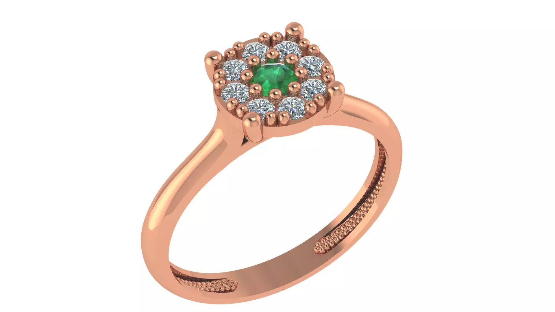 Emerald Solitaire Light wt minimalist Ring 3dm stl renders 3D print model_0
