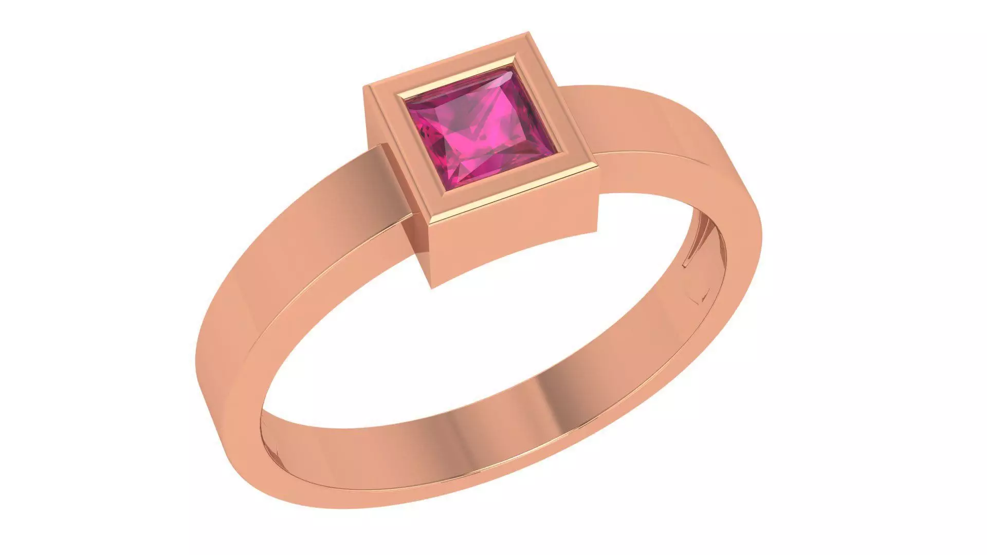 Ruby Princess Solitaire Diamond Ring 3dm stl renders details 3D print model_0