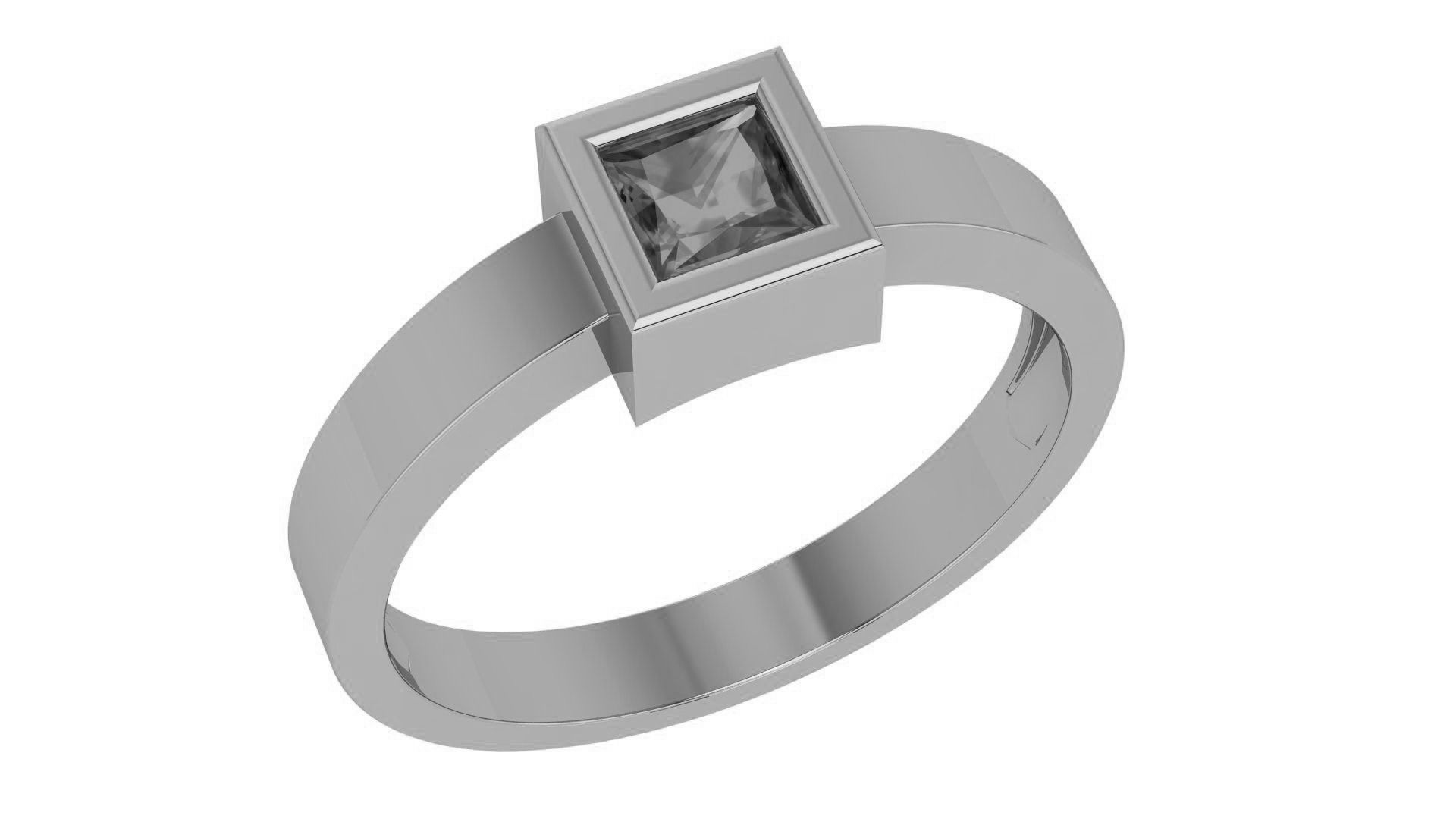 Ruby Princess Solitaire Diamond Ring 3dm stl renders details 3D print model_2