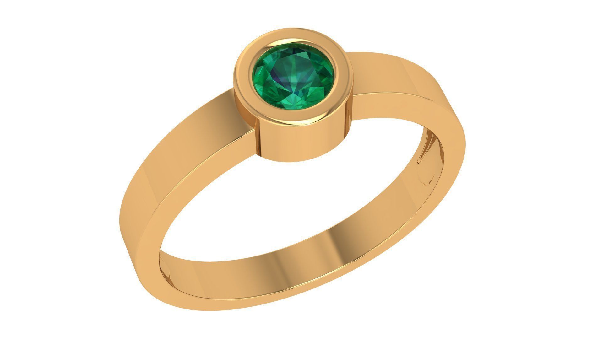Emerald Solitaire Diamond Ring 3dm stl renders details 3D print model_1