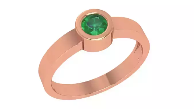 Emerald Solitaire Diamond  Ring 3dm stl renders details  3D print model