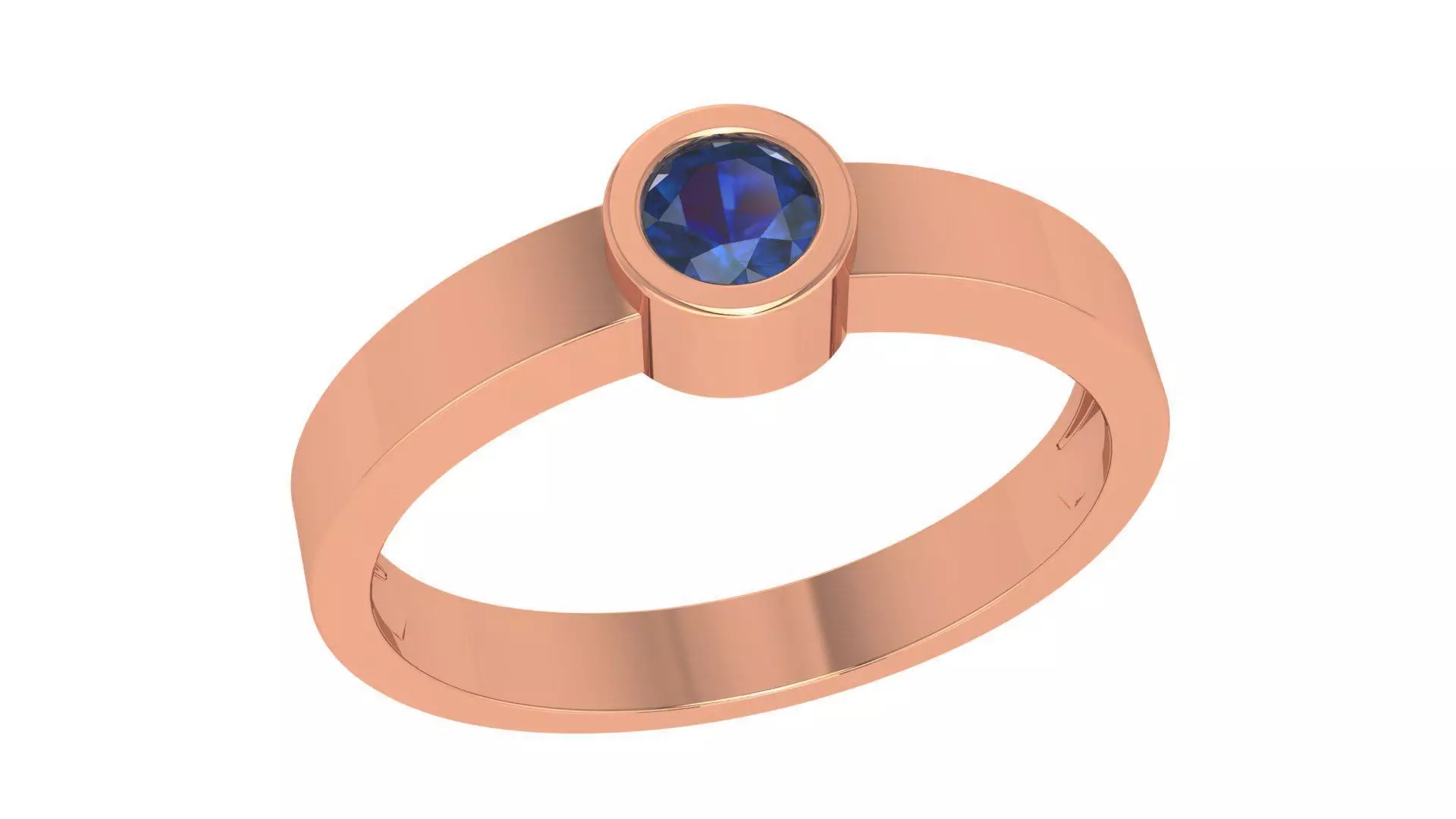 Sapphire Solitaire Diamond Ring 3dm stl renders details 3D print model_0
