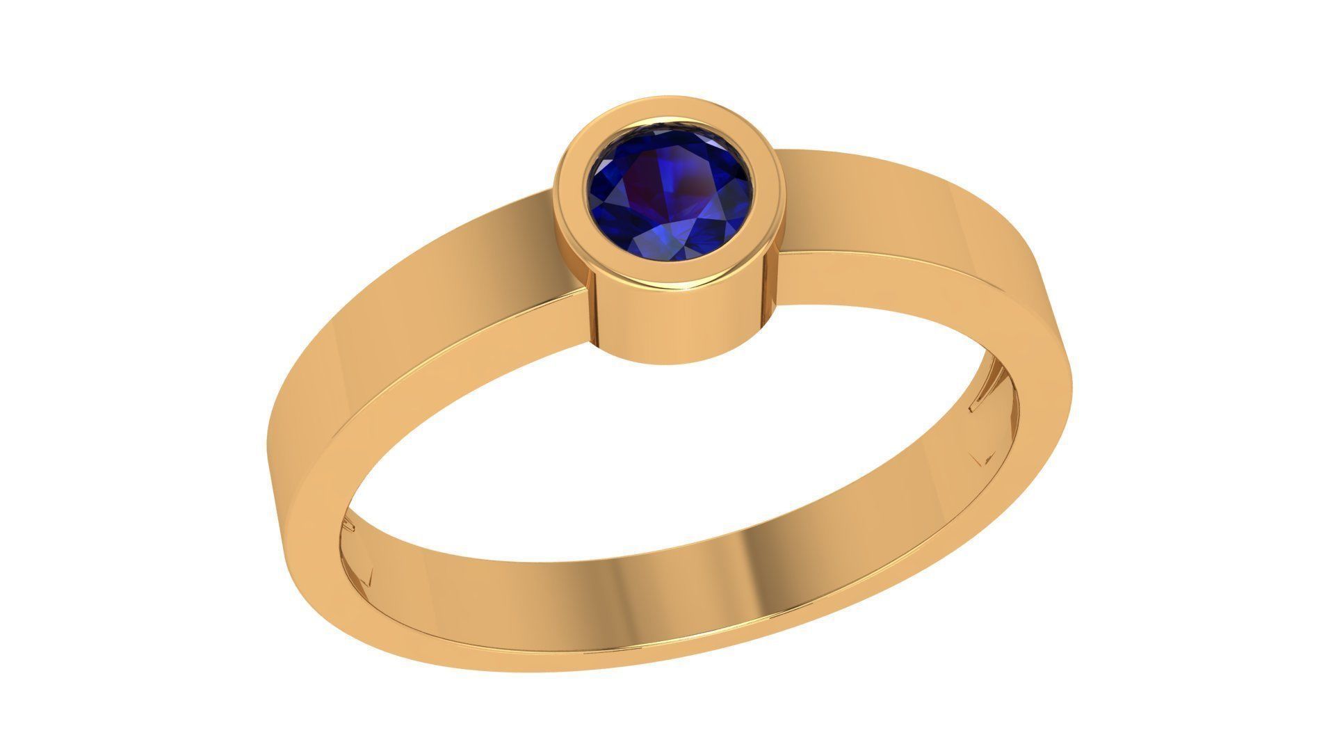Sapphire Solitaire Diamond Ring 3dm stl renders details 3D print model_1