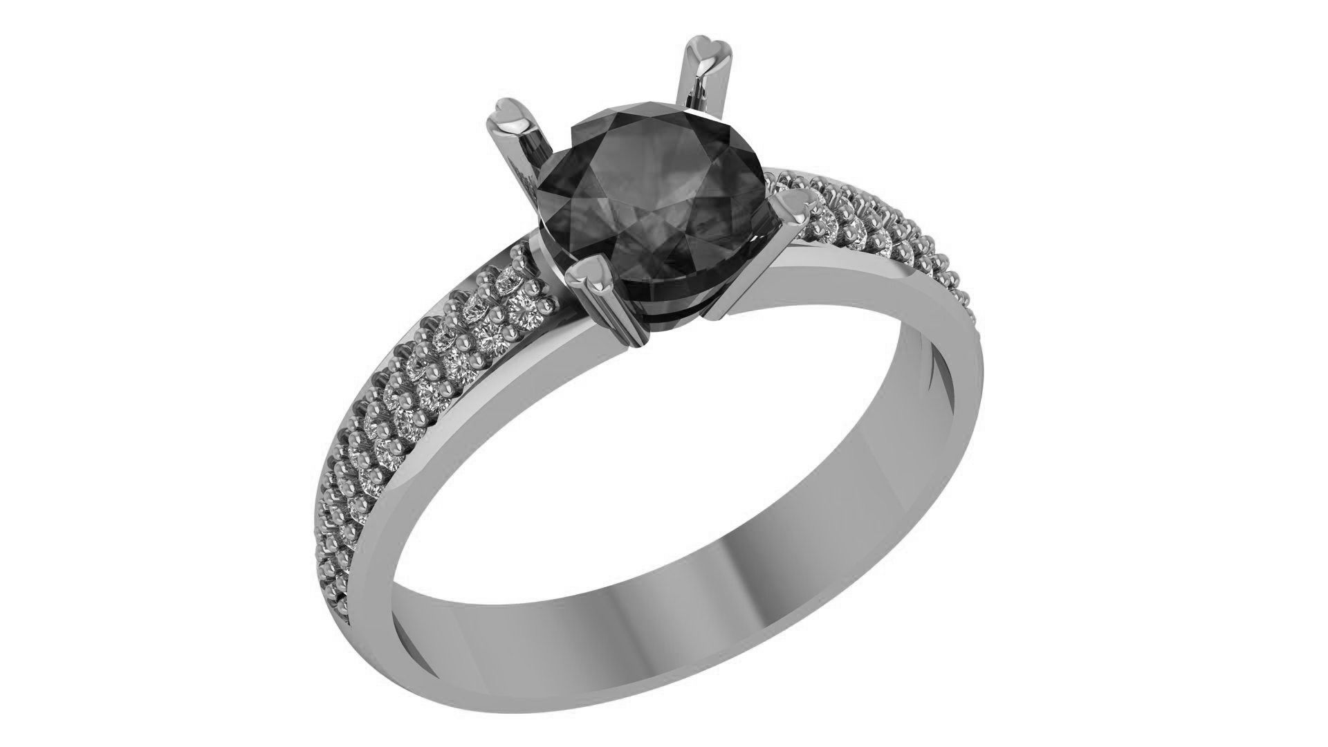 Sapphire Solitaire Diamond Ring 3dm stl renders details 3D print model_2