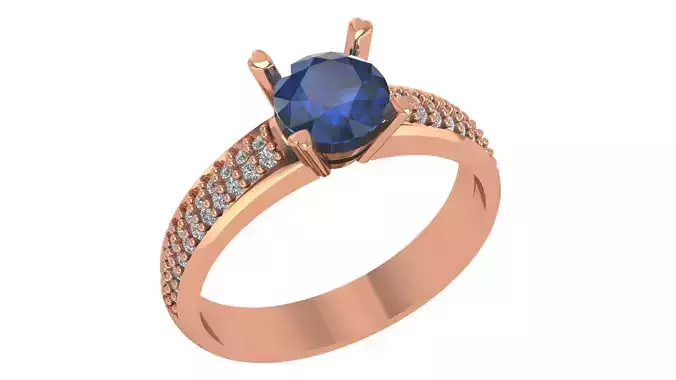 Sapphire Solitaire Diamond  Ring 3dm stl renders details  3D print model