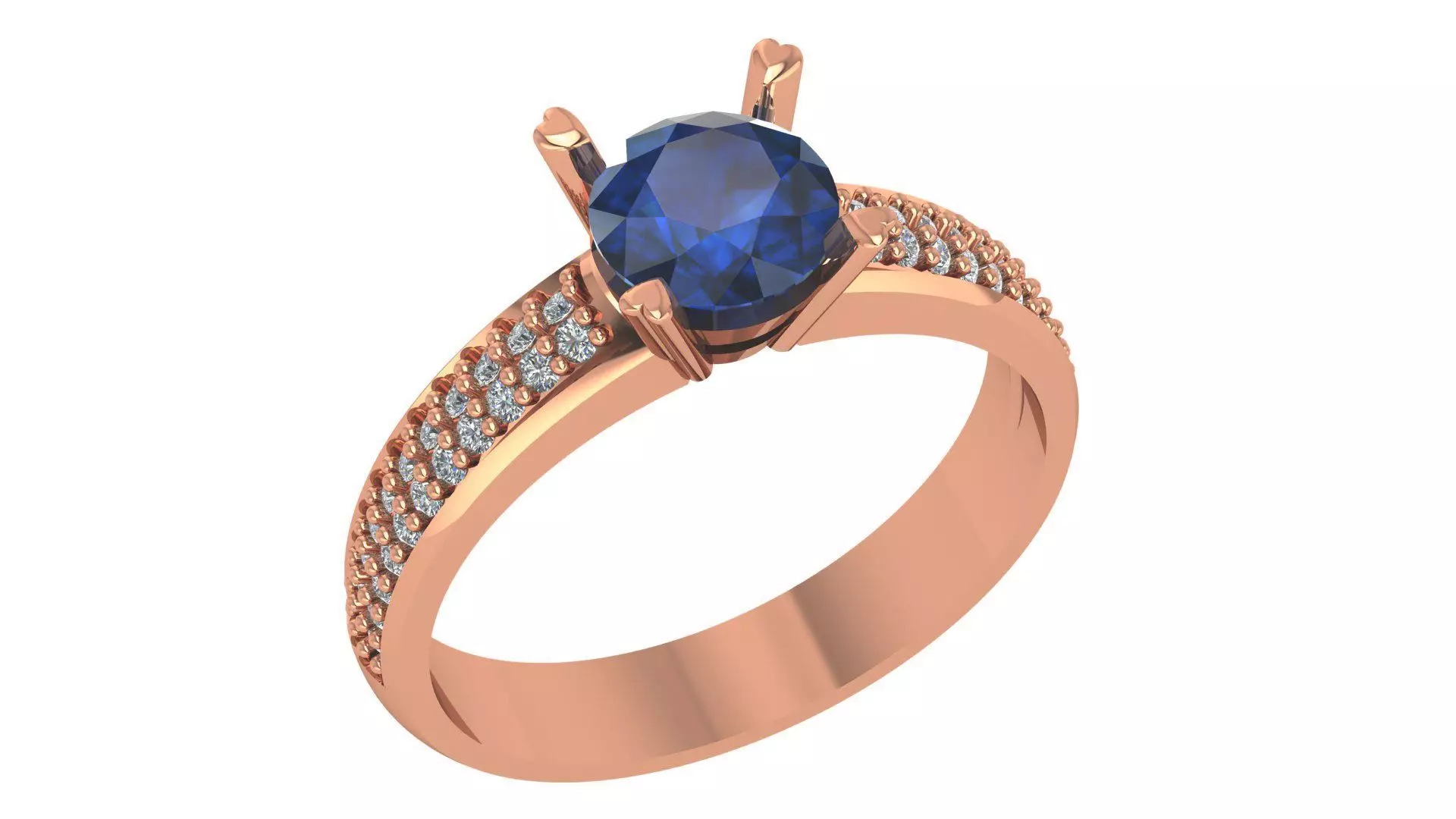 Sapphire Solitaire Diamond Ring 3dm stl renders details 3D print model_0