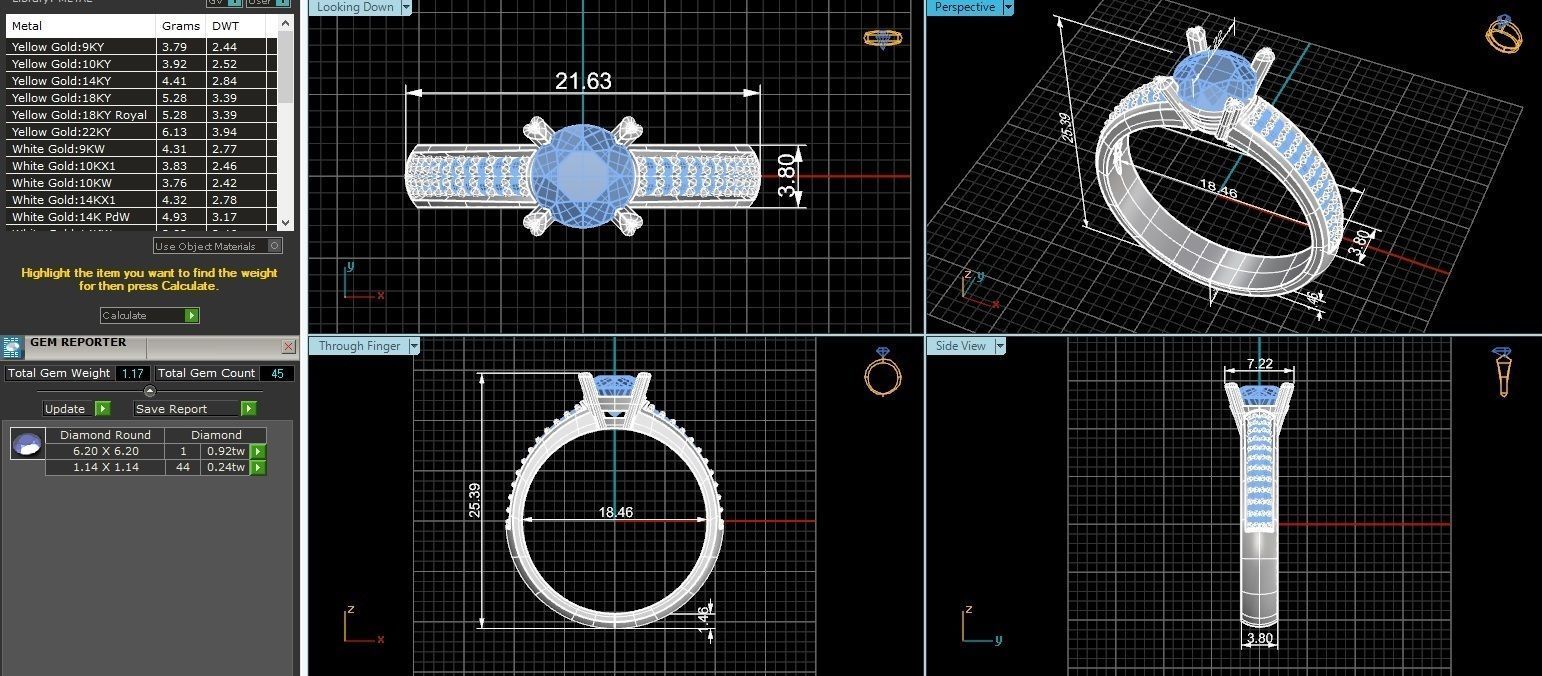 Sapphire Solitaire Diamond Ring 3dm stl renders details 3D print model_3