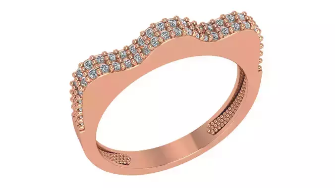 Wave High Jewelry Cocktail Ring 3dm stl renders details 