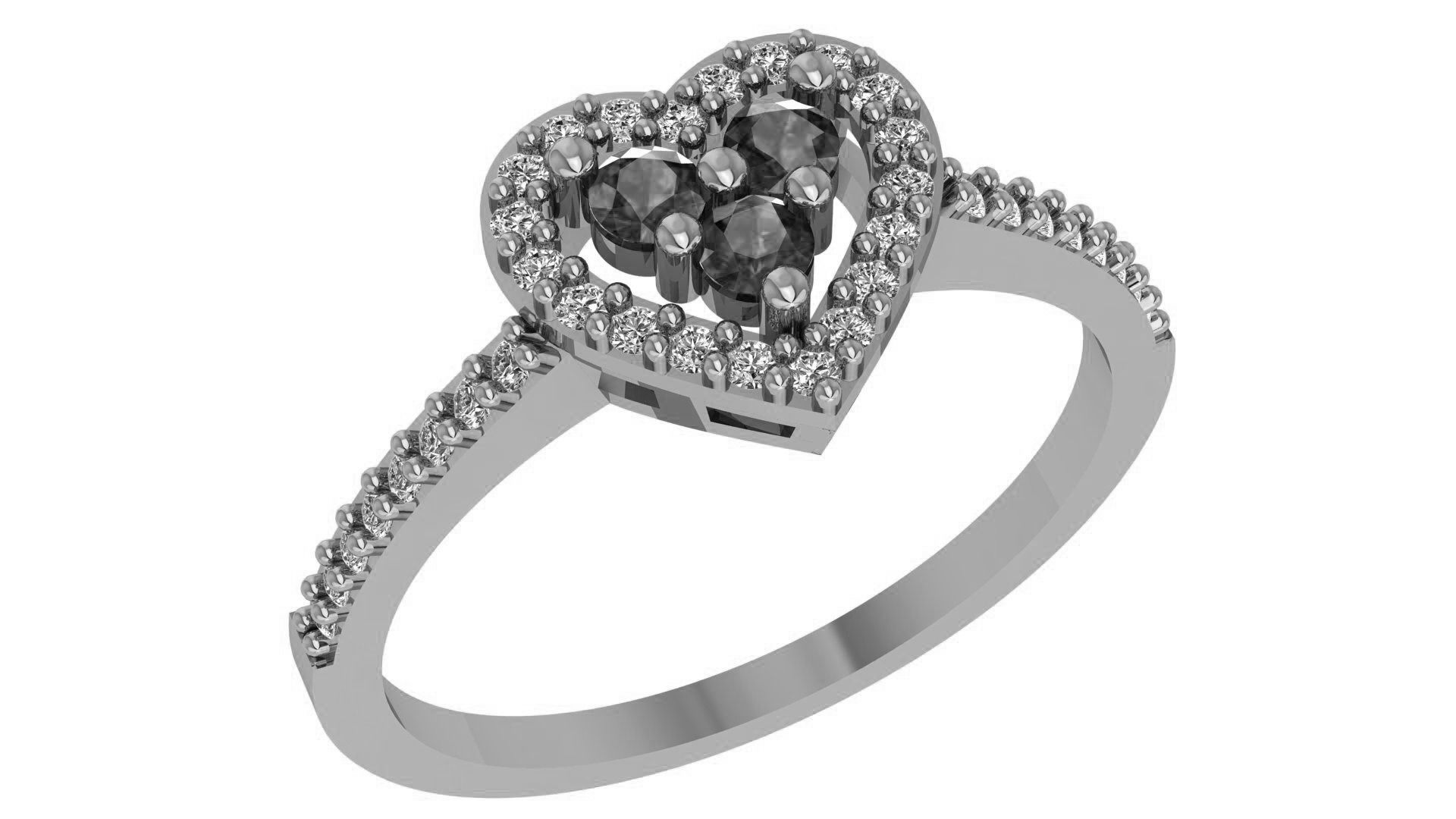 Sapphire Heart Love High Jewelry Cocktail Ring 3dm stl renders 3D print model_2