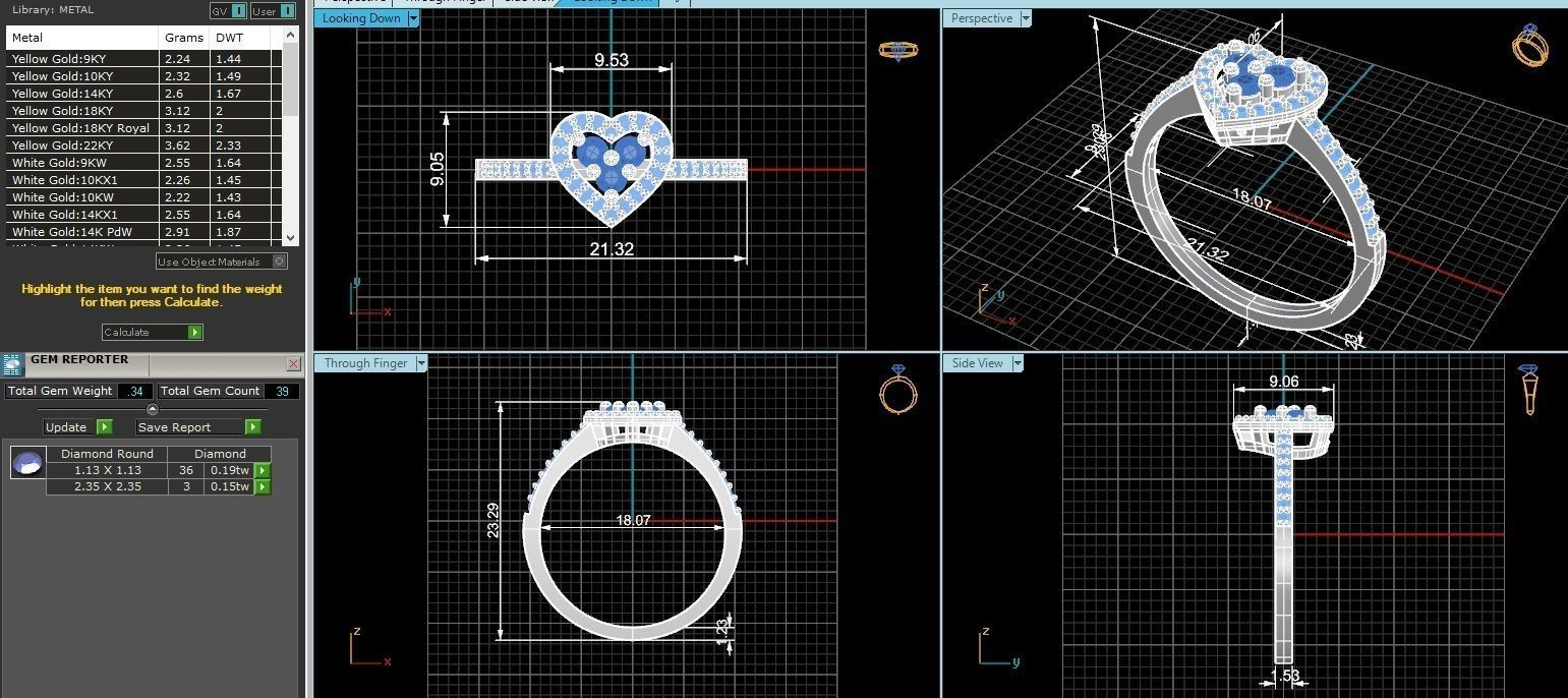 Sapphire Heart Love High Jewelry Cocktail Ring 3dm stl renders 3D print model_3