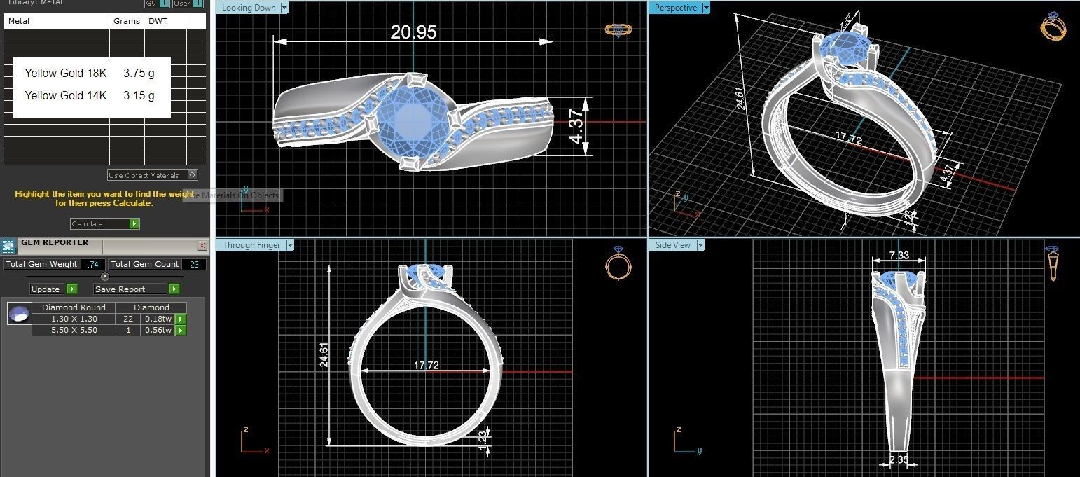 Sapphire Solitaire Diamond Ring 3dm stl renders details 3D print model_3