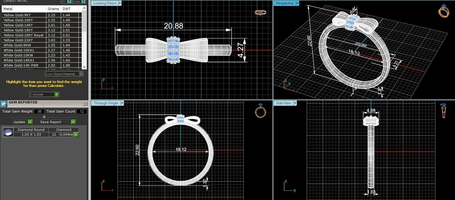 Bow tie High Jewelry Cocktail Ring 3dm stl renders details 3D print model_3