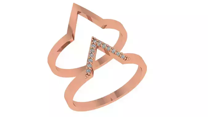 Dual V Light wt minimalist Band Ring 3dm stl renders