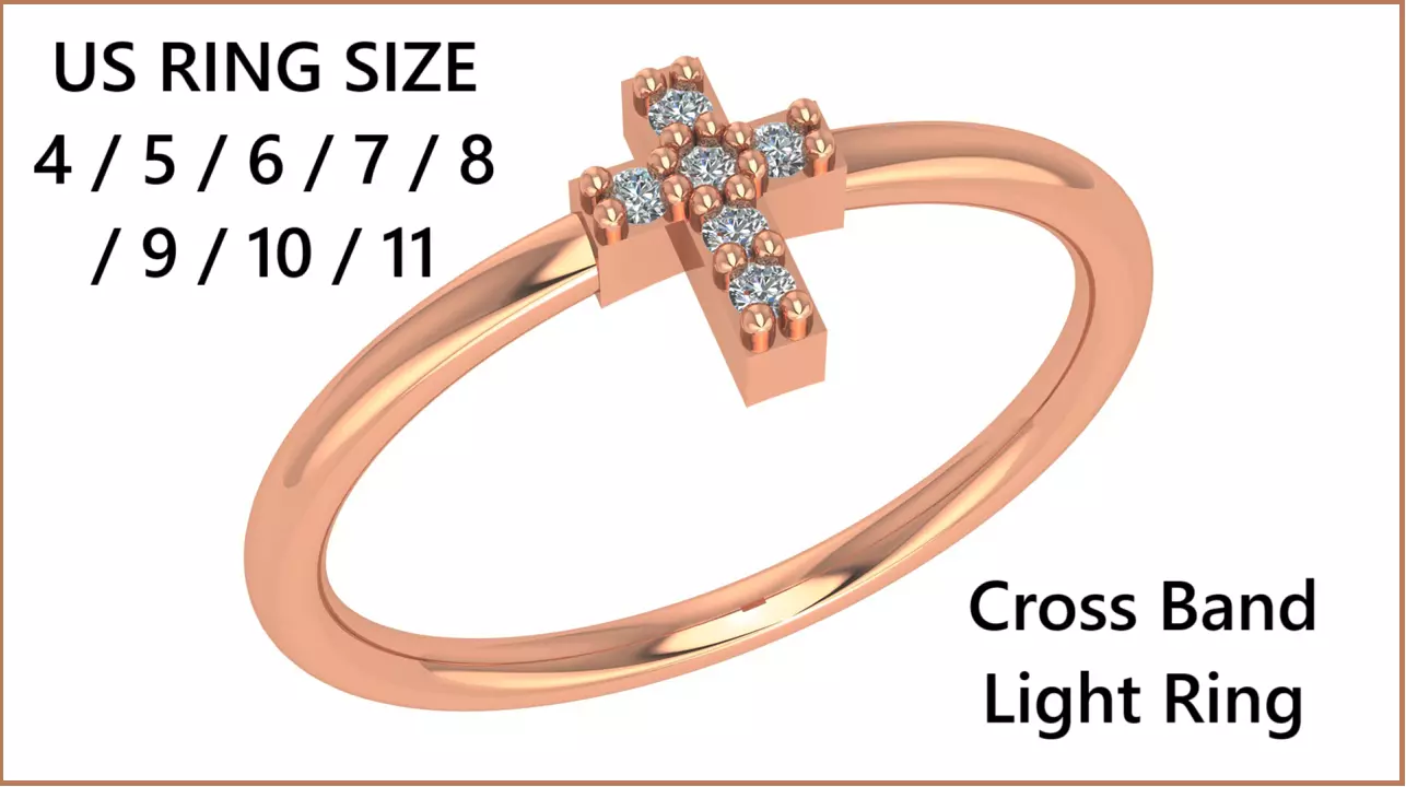 Cross Light wt minimalist Ring 3dm stl renders 3D print model_0