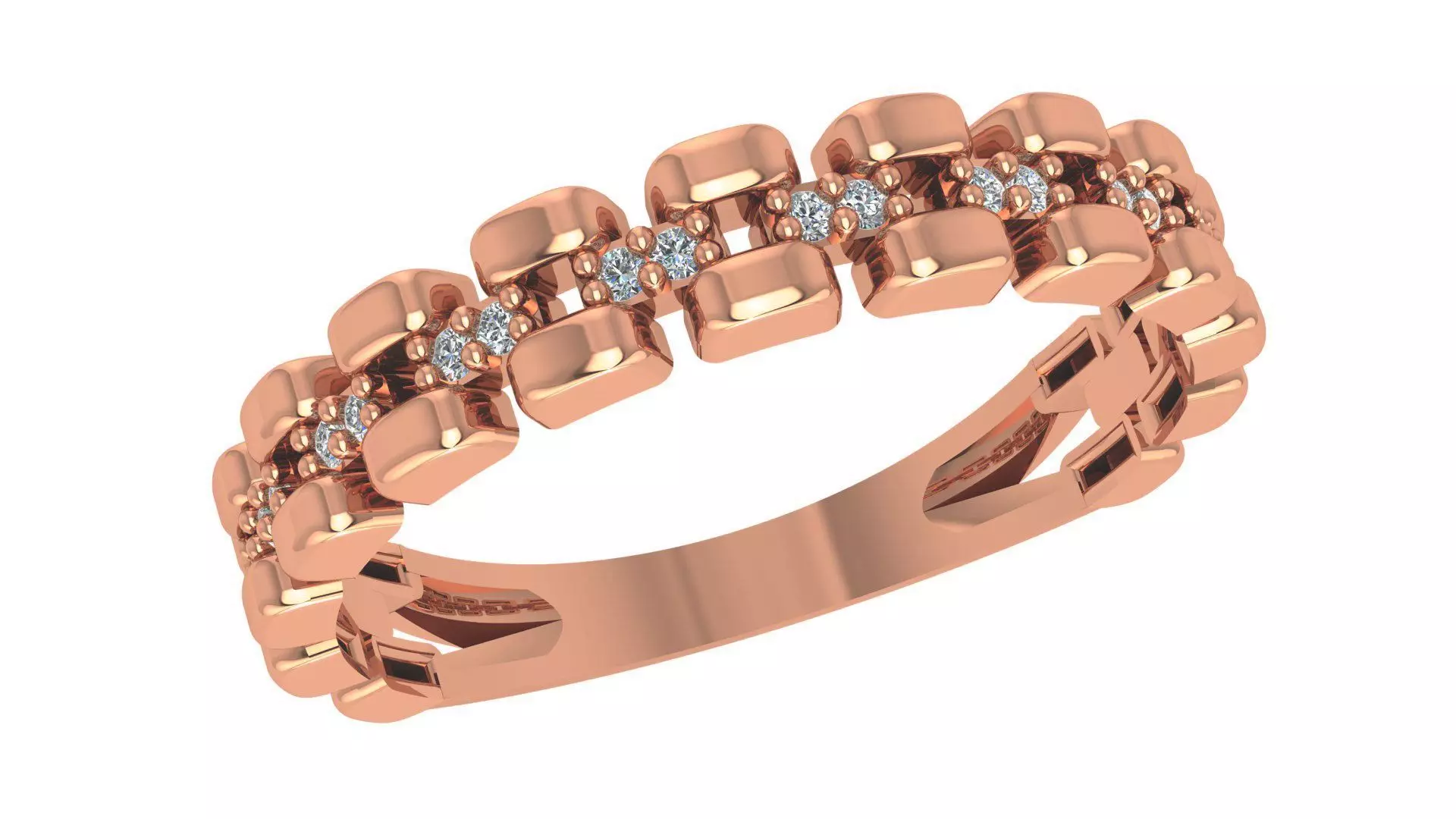 Chain Link High Jewelry Cocktail Ring 3dm stl renders details 3D print model