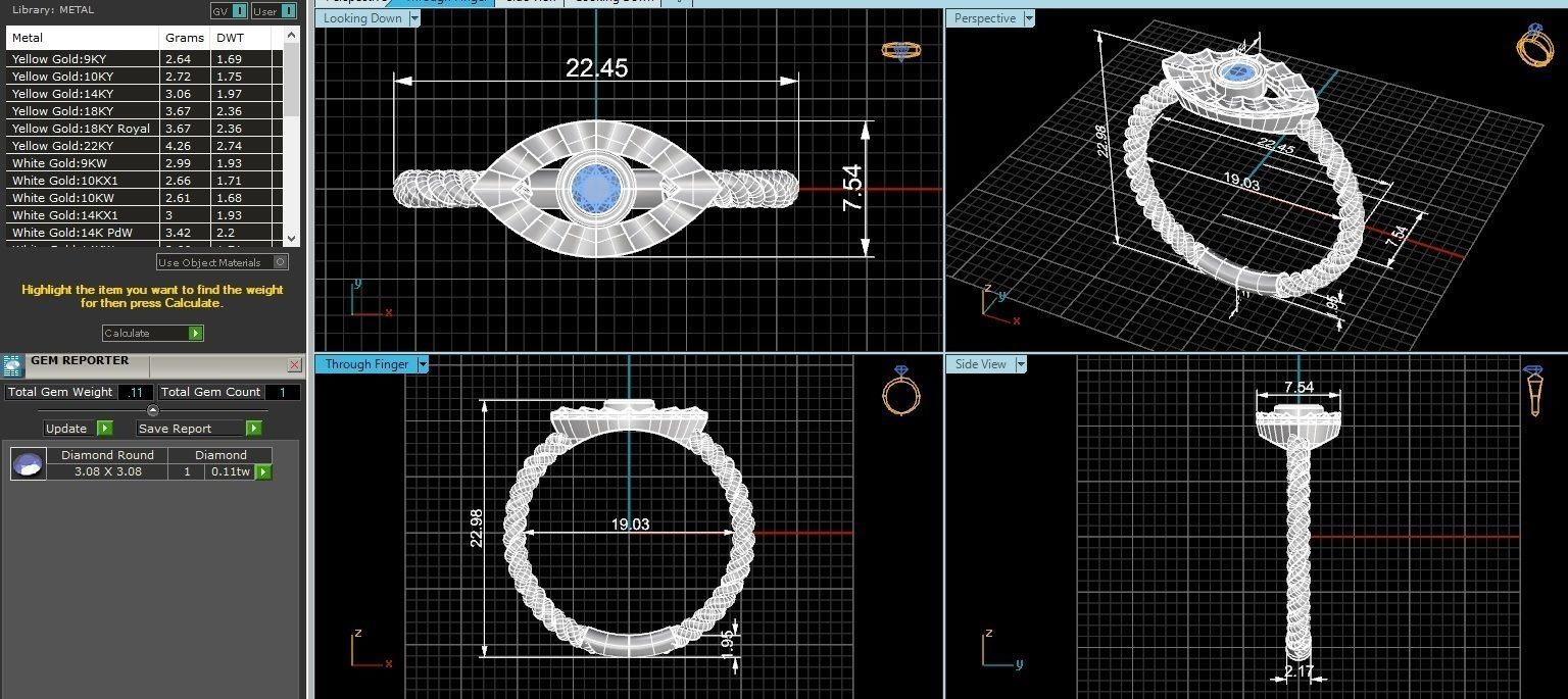 Sapphire Evil Eye Wire High Jewelry Cocktail Ring 3dm stl 3D print model_3