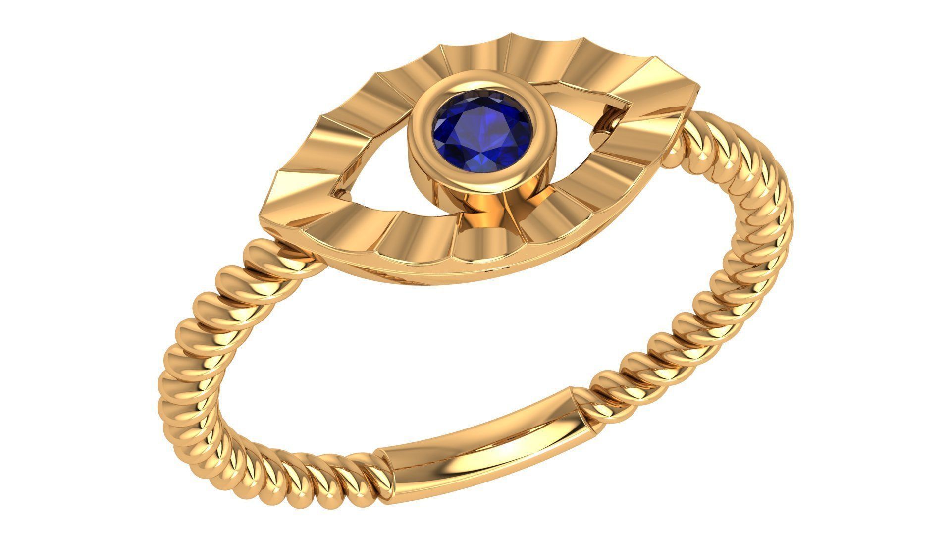 Sapphire Evil Eye Wire High Jewelry Cocktail Ring 3dm stl 3D print model_1