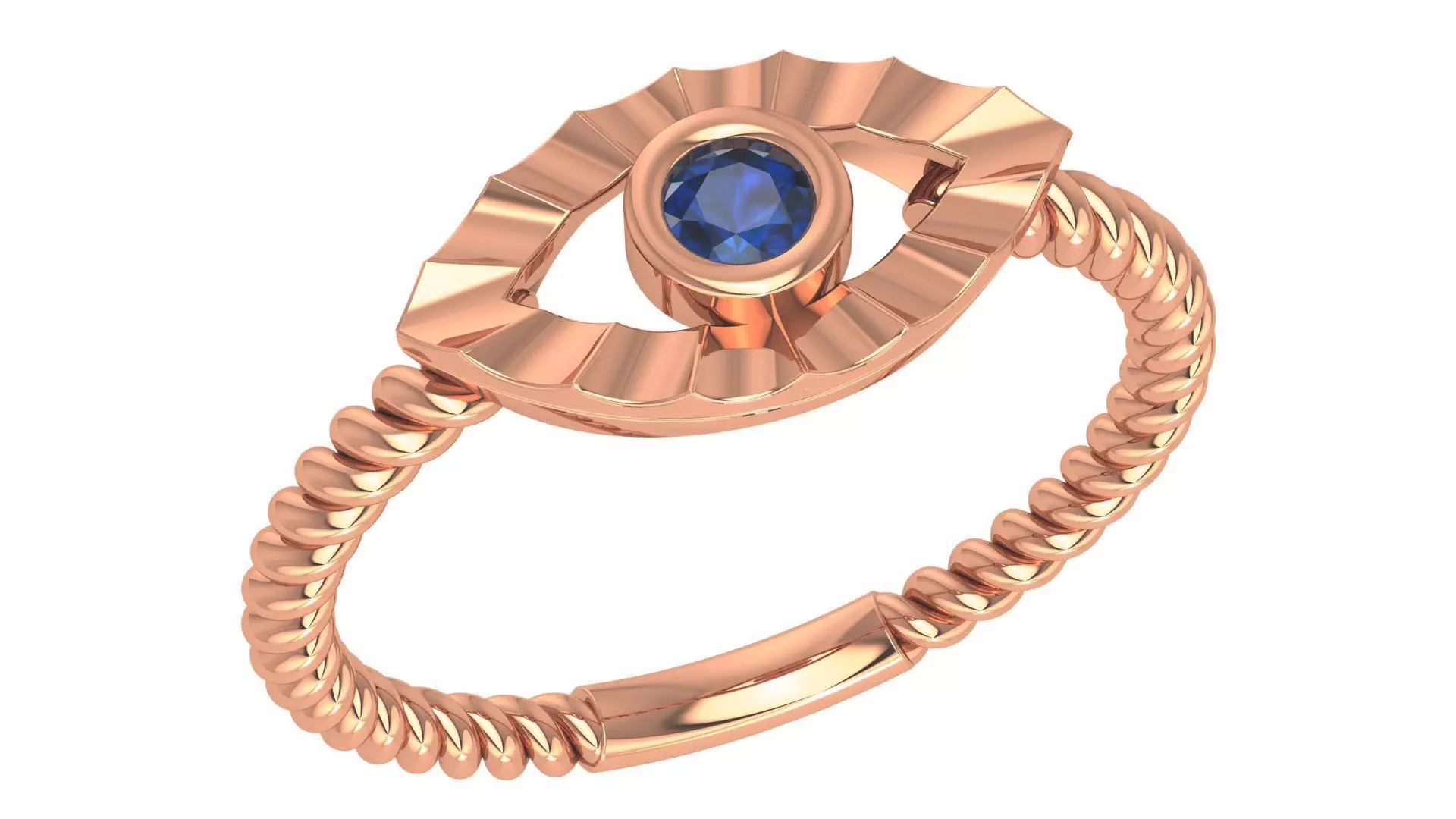 Sapphire Evil Eye Wire High Jewelry Cocktail Ring 3dm stl 3D print model_0