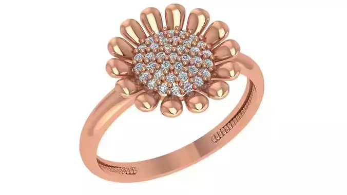Sunflower High Jewelry Cocktail Ring 3dm stl renders details 