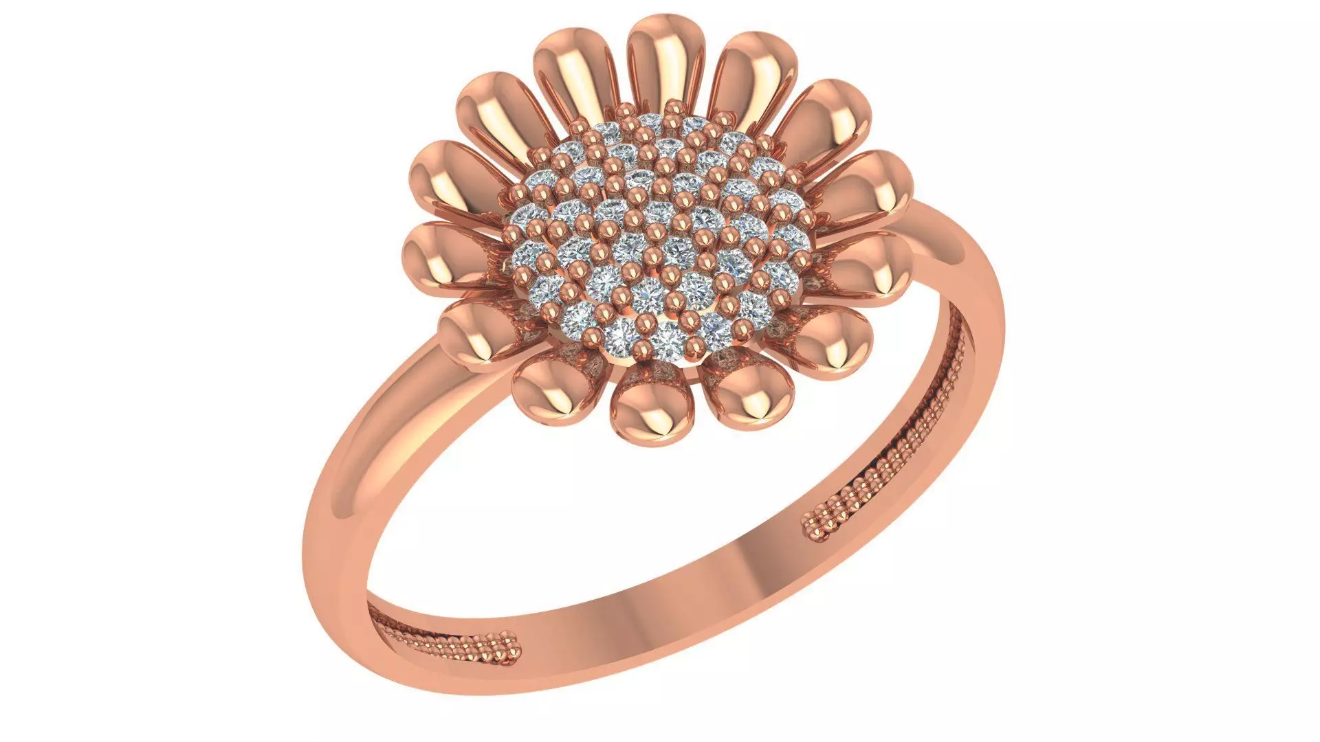 Sunflower High Jewelry Cocktail Ring 3dm stl renders details 3D print model